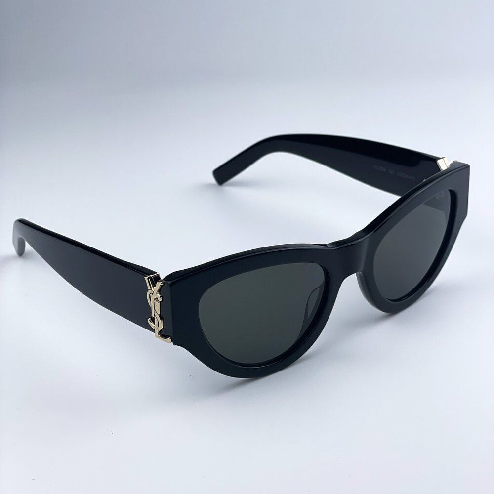 NEW Saint Laurent SLM94 001 Black Grey Cat Eye Women Sunglasses - Picture 11 of 17
